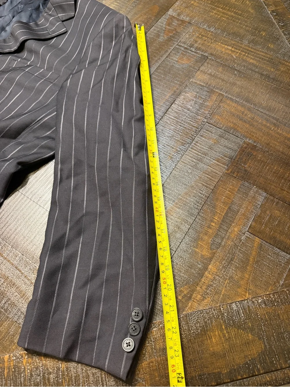 Versace Black Pinstripe Suit Jacket